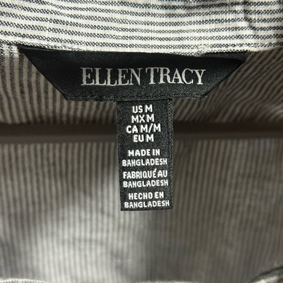 Ellen Tracy Gray Cuffed Sleeve Blouse with Tie Front - Picture 3 of 6